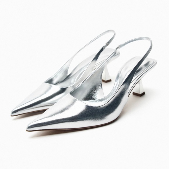 NEVER WORN Silver Zara heels sold out on website - Picture 1 of 4